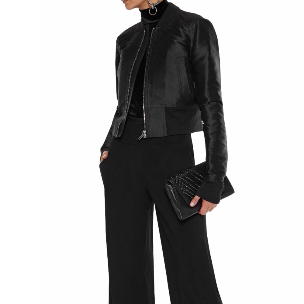 NWT Rick Owens Black Silk Bomber Jacket